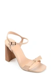 Journee Collection Dianne Womens Round Open Toe Stacked Heel Pumps In Nude