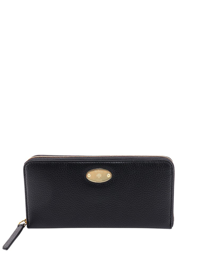 Mulberry Logo Plaque Zipped Wallet In Black