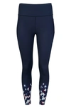 Sweaty Betty Super Sculpt Pocket 7/8 Leggings In Blue Flow Parchment Print