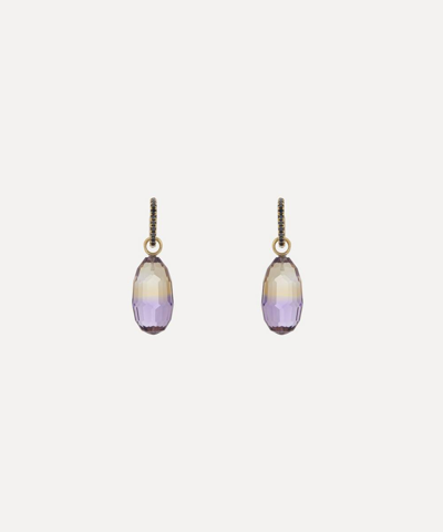 Andrea Fohrman 14ct Gold Bolivian Ametrine Briolette And Black Diamond Drop Earrings In Multi