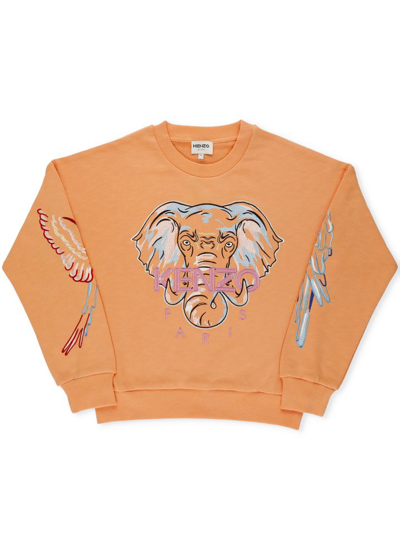 Kenzo Kids' Elephant Logo Sweatshirt Coral In Orange