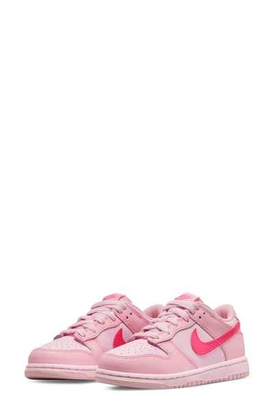 Nike Kids' Dunk Low Basketball Sneaker In Soft Pink/ Pink/ Hyper Pink