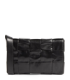 Bottega Veneta Paper Cassette Intrecciato Leather Shoulder Bag In Black