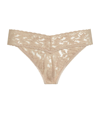 Hanky Panky Pack Of Three Original-rise Stretch-lace Thongs In Chai