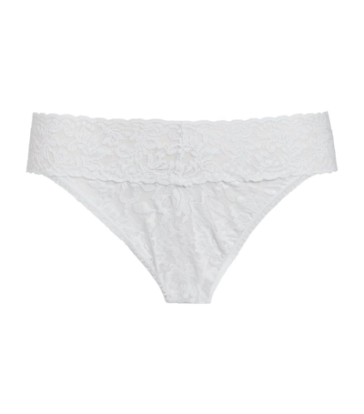 Hanky Panky Original-rise Stretch-lace Thong Pack Of Three In White