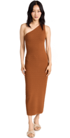 Helmut Lang One-shoulder Textured-knit Midi Dress In Pecan