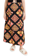La Doublej A Long Floral Abstract Maxi Skirt In Cowgirl Nero