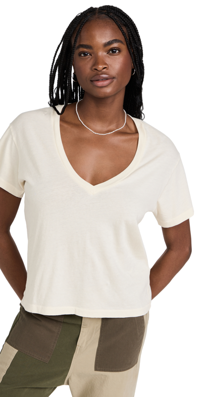 The Great The V Neck Tee In Washed White