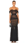 Norma Kamali Walter Sweetheart-neck Ruched-tulle Fishtail Dress In Black Mesh