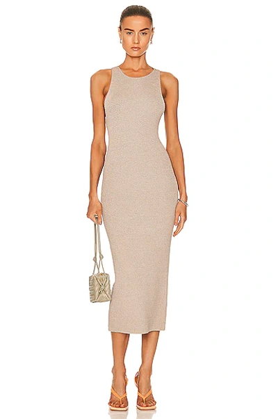 Helmut Lang Tan Ribbon Midi Dress In Tan - E0l