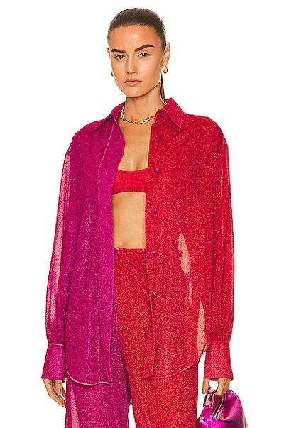 Oseree Lumiere Bicolor Long Shirt In Red