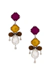 Saint Laurent Baroque Earrings In Argent Oxyde Fuchsia