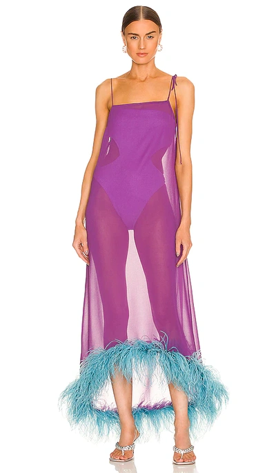 Adriana Degreas Solid Midi Dress In Purple