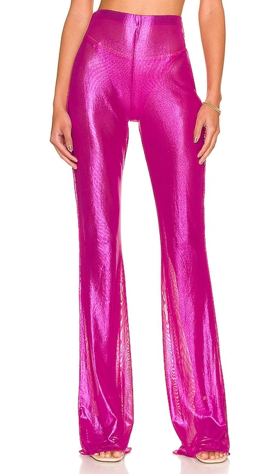 Oseree Metallic Stretch-tulle Flared Pants In Pink &amp; Purple