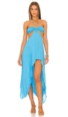 Indah Misha Bandeau Maxi Dress In Baby Blue