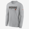 Nike Men's Dri-fit Infograph Lockup (nfl Cleveland Browns) Long-sleeve T-shirt In Grey