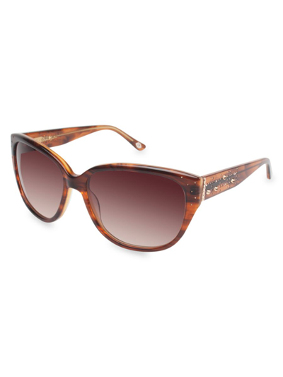 Lulu Guinness Women's 58mm Crystal Cat Eye Sunglasses In Brown