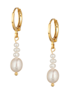 EYE CANDY LA WOMEN'S LUXE ELIZABETH GOLDTONE & SHELL PEARL DROP EARRINGS