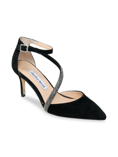 Charles David Adorn Ankle Strap Pointed Toe Pump In Black