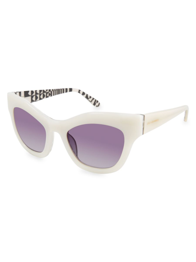Lulu Guinness Women's 51mm Clubmaster Cat Eye Sunglasses In White