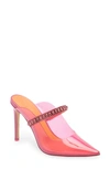 Kurt Geiger Duke Crystal Strap Pointed Toe Mule In Bright Pink