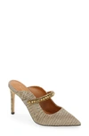 Kurt Geiger Duke Crystal Strap Pointed Toe Mule In Dark Beige