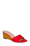 Kate Spade Meena Canvas Wedge Sandals In Bright Red