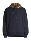 Burberry Samuel Check Hoodie Sweatshirt In Coal Blue