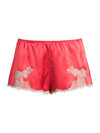 Josie Natori Lolita Standard-fit Lace-trim Silk Shorts In Tiger Lily