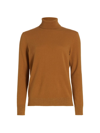 Lafayette 148 Metallic Trim Kindcashmere Turtleneck Sweater In Curry