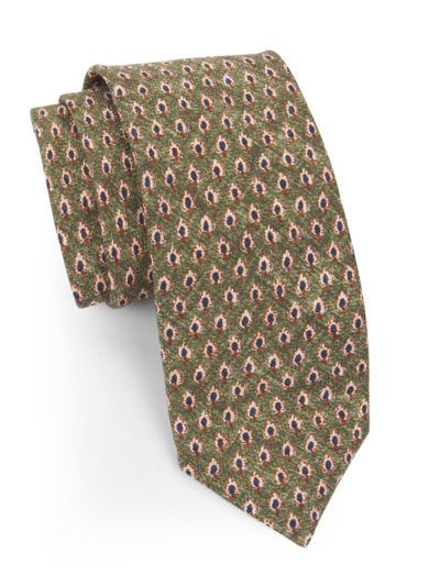 Saks Fifth Avenue Collection Mini Tree Print Tie In Olive