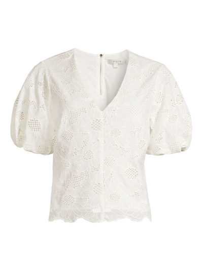 Milly Cotton Embroidered Top In White