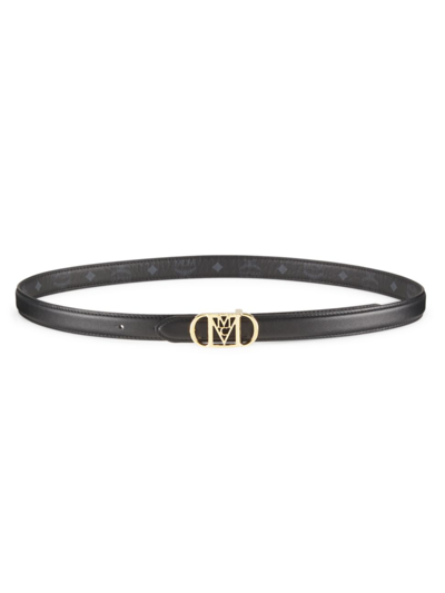 Mcm Mode Travia Reversible Leather Belt In Black