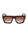 Tom Ford 53mm Geometric Sunglasses In Dark Havana