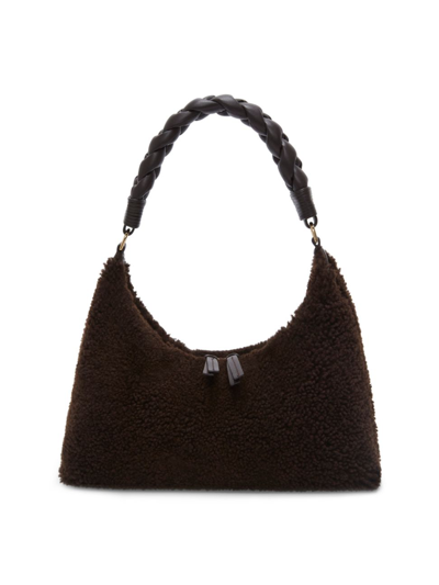 Altuzarra Small Braided Shearling Shoulder Bag In Java