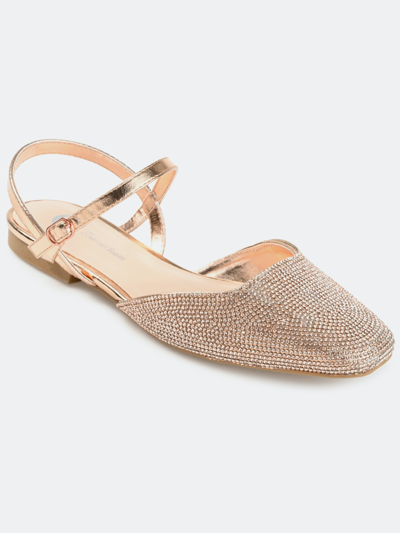 Journee Collection Nysha Rhinestone Embellished Flat In Brown