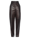 FERRAGAMO FERRAGAMO WOMAN PANTS DARK BROWN SIZE 4 LAMBSKIN