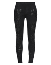 AMEN COUTURE AMEN COUTURE WOMAN JEANS BLACK SIZE 6 COTTON, METAL, POLYESTER, POLYURETHANE, GLASS