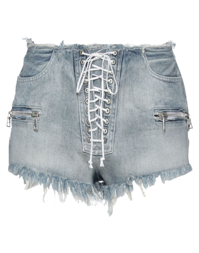 Ben Taverniti Unravel Project Woman Denim Shorts Blue Size 25 Cotton, Viscose, Acrylic, Acetate