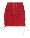Ben Taverniti Unravel Project Woman Mini Skirt Red Size 4 Leather, Viscose, Cotton, Acrylic, Acetate