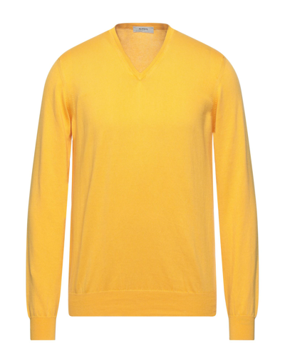 Alpha Studio Man Sweater Yellow Size 40 Cotton