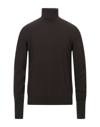 Alpha Studio Man Turtleneck Dark Brown Size 42 Merino Wool In Brown