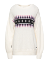 Woolrich Jacquard Crewneck Sweater Round-necked Pullover White Virgin Wool Woman In White