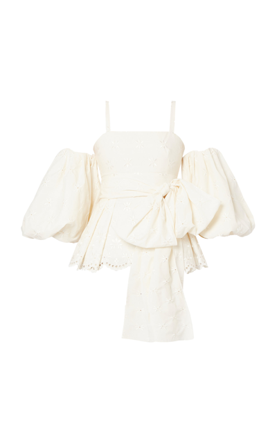 Erdem Exclusive Lowell Convertible Embroidered-silk Top In White
