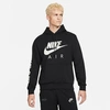 Nike Air Men's Brushed-back Fleece Pullover Hoodie In Black/light Bone