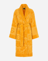 Dolce & Gabbana Cotton Jacquard Bathrobe In Multicolor