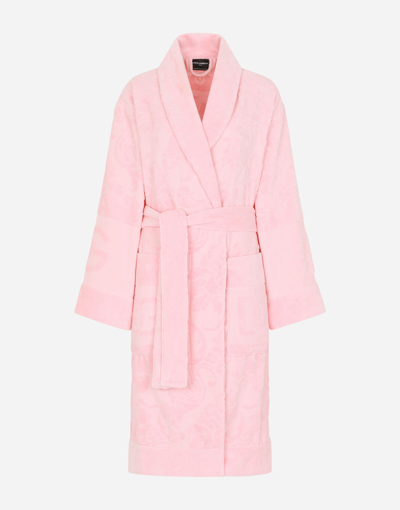 Dolce & Gabbana Bath Dressing Gown In Terry Cotton Jacquard In Multicolor