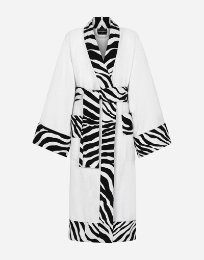 Dolce & Gabbana Cotton Terry Bathrobe In Multicolor