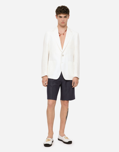 Dolce & Gabbana Linen Shorts In Blue