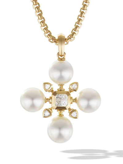 David Yurman 18kt Yellow Gold Renaissance South Sea Pearl And Diamond Enhancer Pendant